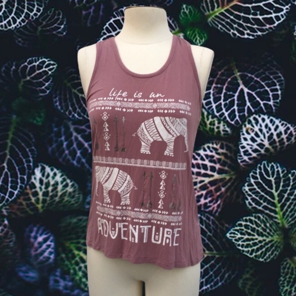 Pink Racer back Graphic Tank Top Shirt Elephant